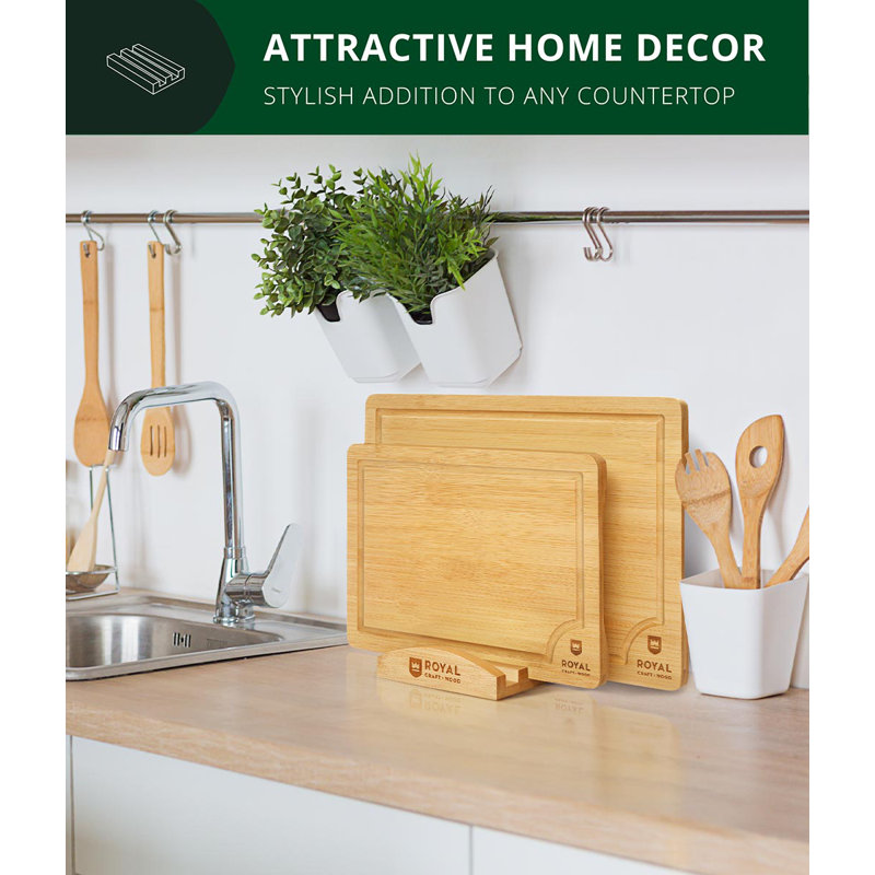 Royal Craft Wood Cutting Board Organizer Cutting Board Stand And